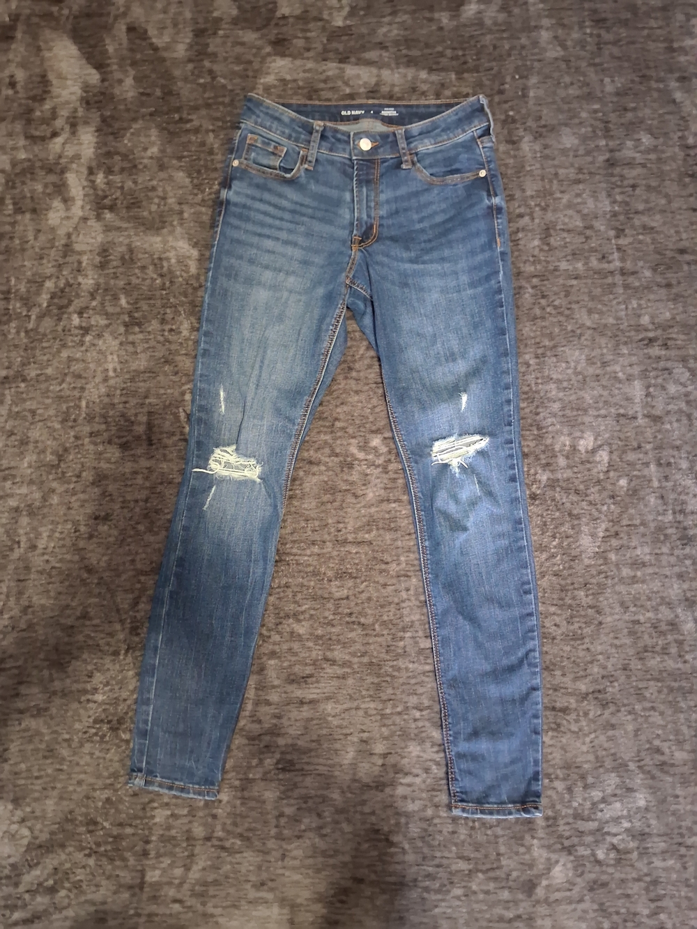 Old Navy Rockstar Super Skinny Distressed Denim Blue Jeans Women Size 4 Mid-Rise